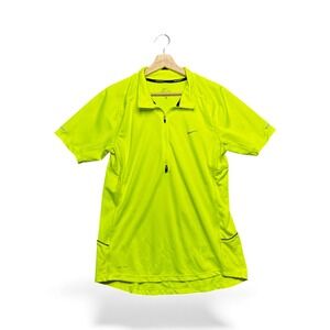 Nike Dri-FIT Men's Neon Yellow Short Sleeve 1/4 Zip Running Shirt Size L